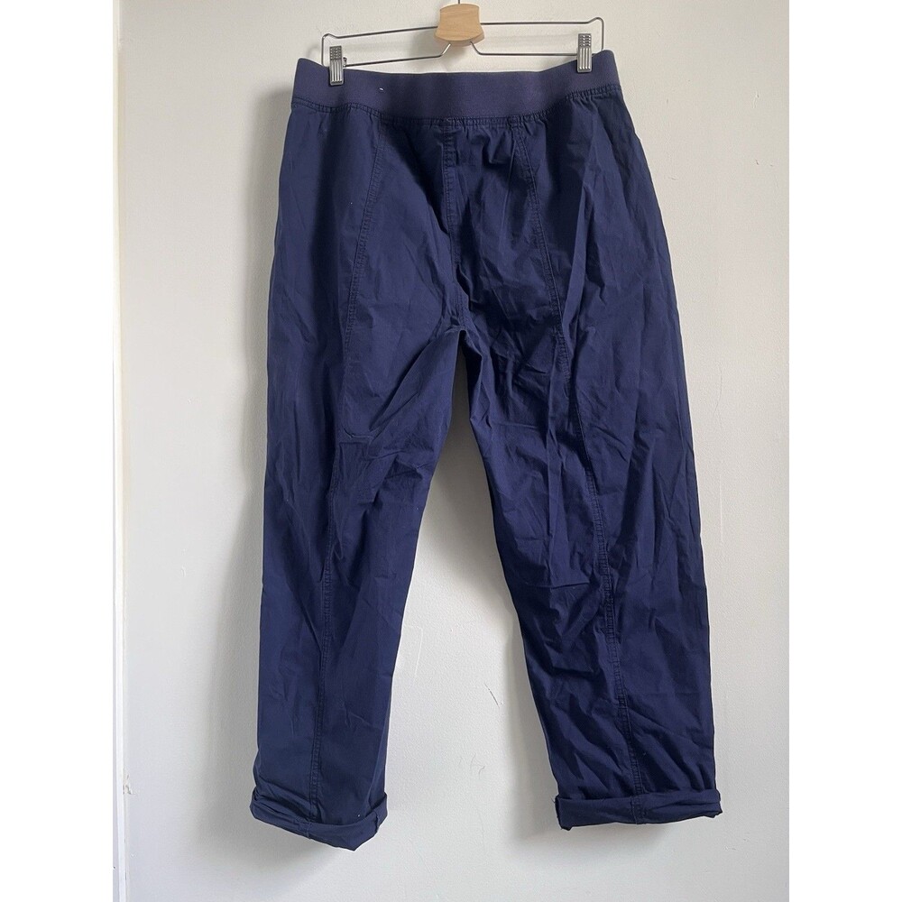Chicos Poplin Roll Tab Pants Sz 2.5 (L) Navy Classic Comfy Cotton - Picture 2 of 8